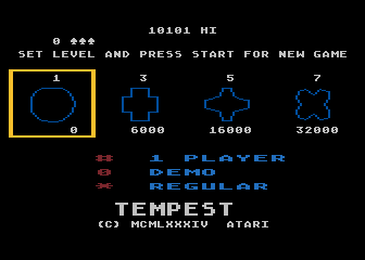 Tempest title screen for Atari 5200